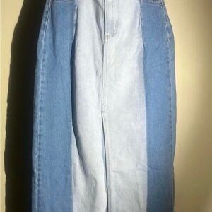 Two-Tone Denim Skirt